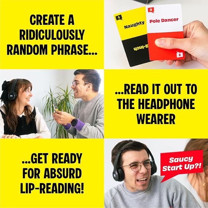 Sorry What Game - Uncensored Lip Reading Party Games for Adults - Based On The Headphone Challenge TikTok Trend - 2+ Players 40,000 Funny Phrase Combos - Adult Games for Game Night (Ages 17+)