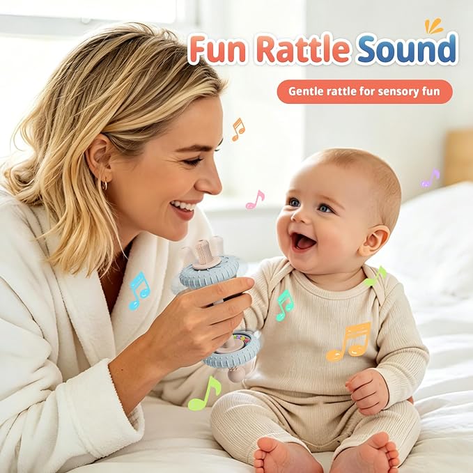 Baby Teething Rattles Toys 3-6 Months, Silicone Baby Teether Toys for Teething Relief, Teething Straws for Babies 6-12 Months, Infant Chew Sticks Toys, Gift for Newborn Boys Girls, BPA Free