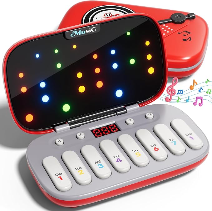 Piano for Kids, Kids Keyboard Piano Toy Music Rhythm Machine, 7 Modes Electronic Piano Toy with Glowing Piano Keys, Travel Toys Birthday Musical Learning Gift for 3 4 5 6 7 Year Old Toddler Girls Boys