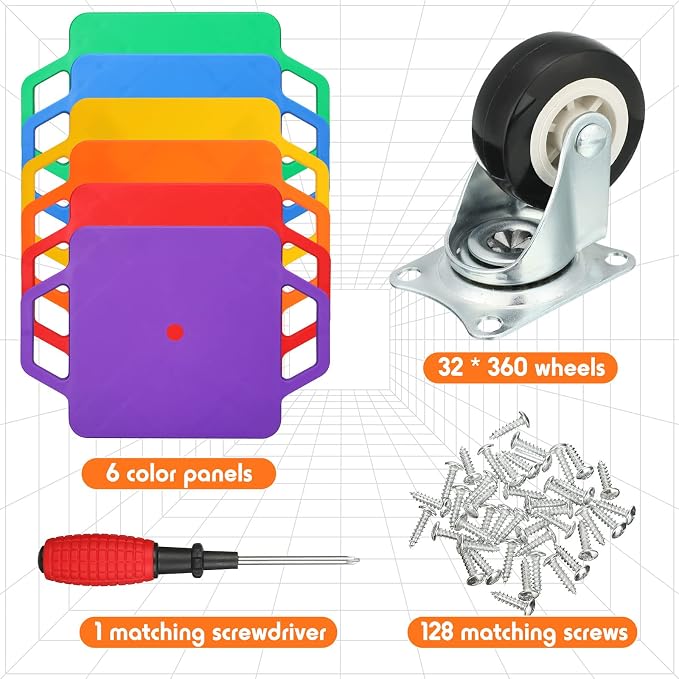 Jerify 8 Pieces Sports Scooter Board Sitting Scooter Board for Kids Plastic Floor with Non-Marring Plastic Casters, Physical Education for Home School Play Equipment