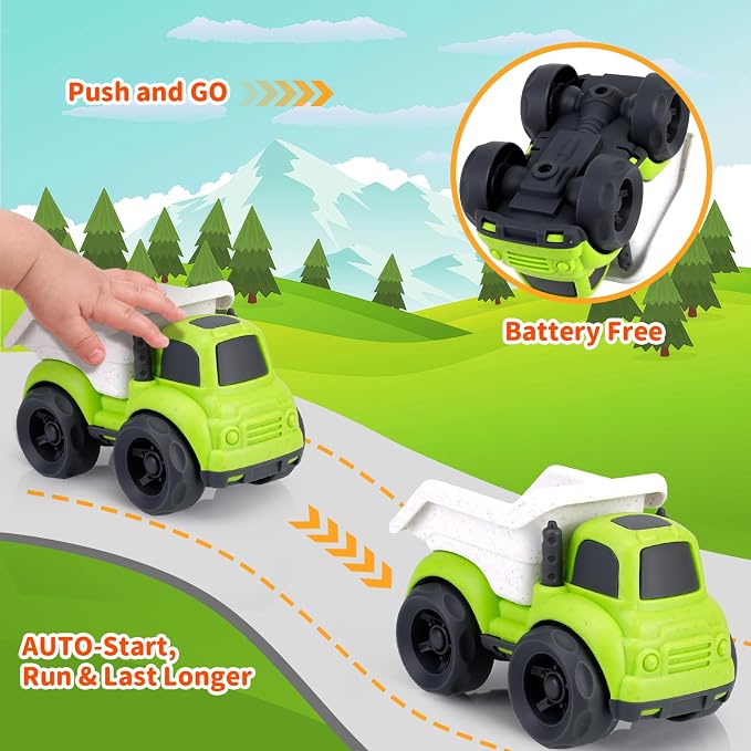 Toddler Toys Cars for 18 Months+ Boy, Garbage Truck Toys and Dump Truck Toys for 2 Year Old Boy, BPA Free, Phthalates Free, PVC, Christmas Birthday Gifts for 2 3 4 Year Old Boys