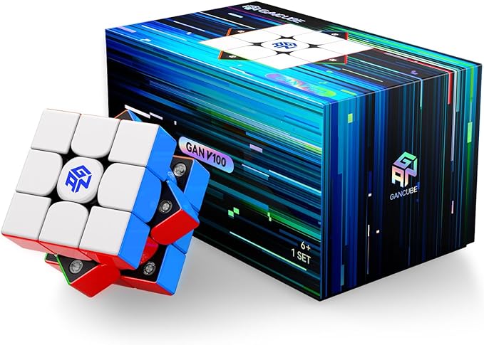 GAN V100 Maglev Frosted Speed Cube 3x3 Magnetic, Omni-Directional Positioning 64g Lightweight Speedcube Brain Teaser Puzzle Fidget Toy for Kids Adults, 55mm Black Inner Surface