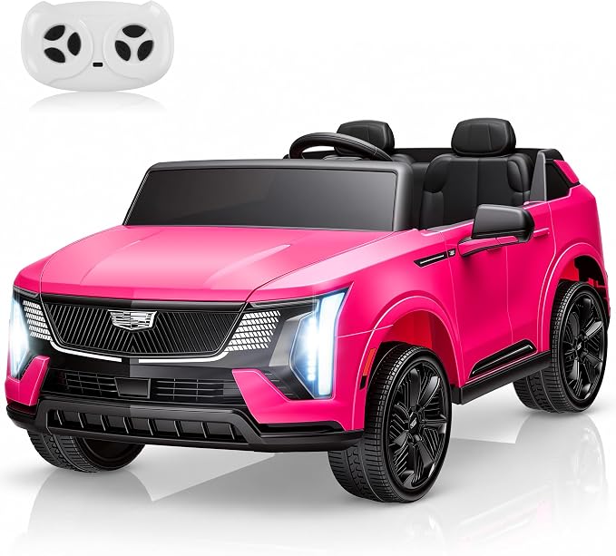 Firstness 2 Seater Ride on Car for Kids 24V Licensed Cadillac Escalade IQ Powered Wheels with Remote Control 400W Electric Ride on Toy with 3 Speed Light Music 7AH Battery Car for Kids Ages 3-8, Pink