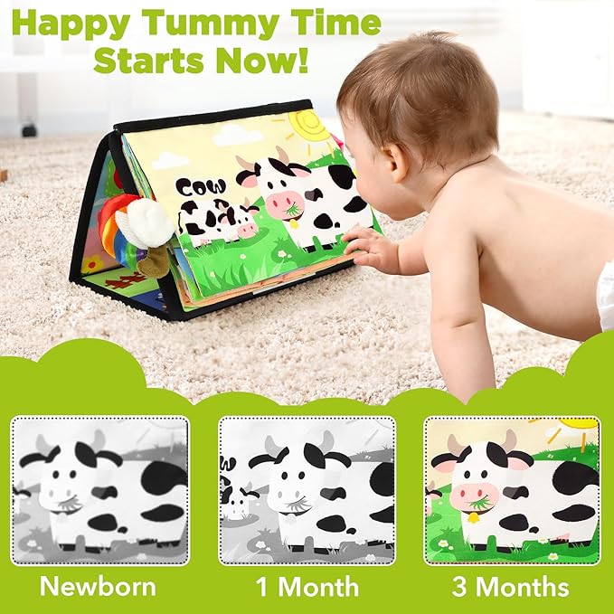 URMYWO Tummy Time Toys - Black and White High Contrast Baby Toy for Newborn - Baby Visual Stimulation Mirror - Montessori Sensory Crinkle Toy for Infant 0-3-6-12 Months - Boy Girl Shower Gifts