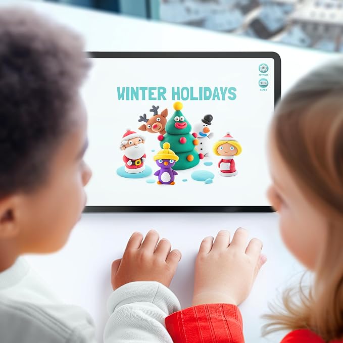 HEY CLAY Set - Colourful Modeling Air Dry Clay Kit for Kids 15 cans and Sculpting Tools with Fun Interactive Instructions App - Children 3+ (Winter Holidays)