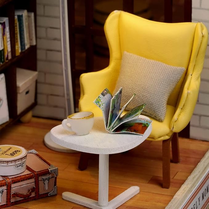 CUTEROOM DIY Doll House Miniature Furniture Wooden House Kit with Dust Cover & LED Light and Accessories - New Three Styles QT Series Dollhouse (QT037)