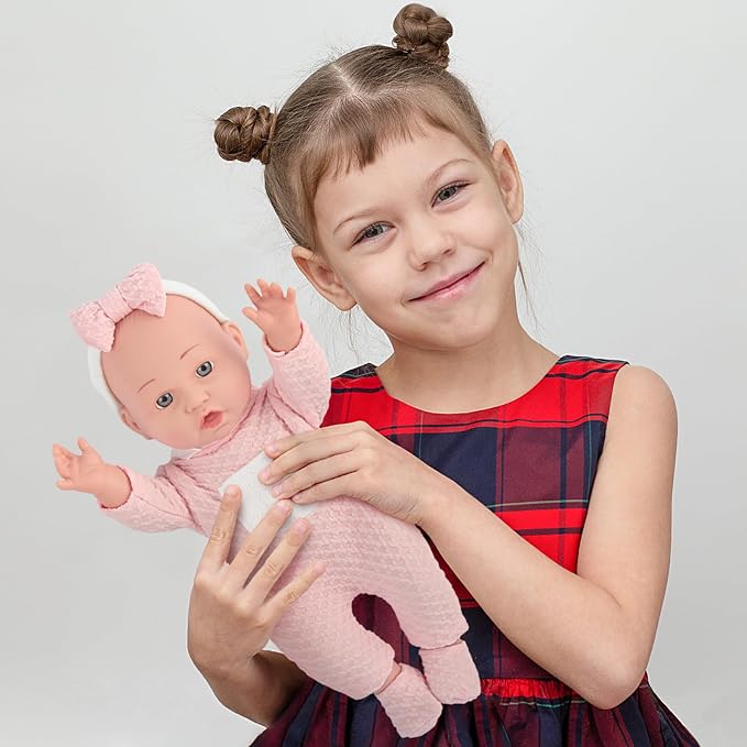 12'' Baby Doll in Gift Box - Toddler Baby Doll Set with Pacifier, Feeding Bottle, Blanket | Great Gift for 3+ Year Girls Pink