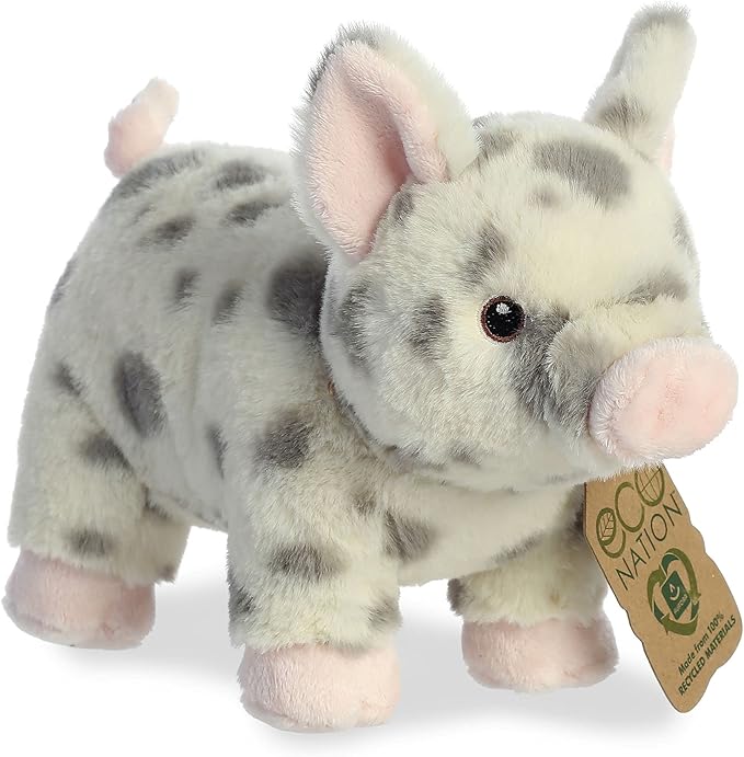Aurora® Responsibly Made Eco Nation™ Spotted Pig Stuffed Animal - Ideal for Playtime Adventures - Perfect for Birthdays or Just Because - White 10 Inches