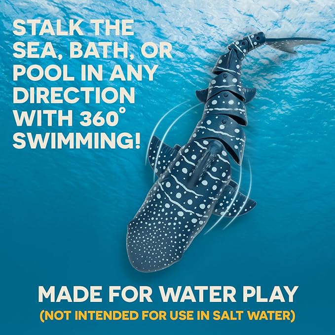 Terra by Battat - Remote Control Shark – Realistic Moving RC Whale Shark Toy for Water Play & Swimming Pools – Fun RC Pool Ocean Lake Toys for Kids – Battery-Operated Floating Toy - 3 Years +