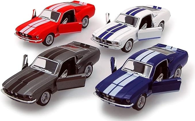 KiNSMART - 1967 Ford Shelby Mustang GT500 1:38 Scale 5" Die Cast Metal Model Toy Muscle Car (4Set)