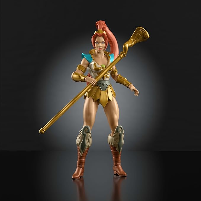 Masters of the Universe Origins Action Figure 200X Cartoon Collection Teela, 5.5 Inch 1980s Motu Heroine, Ponytailed Hair, Detailed Design & Staff