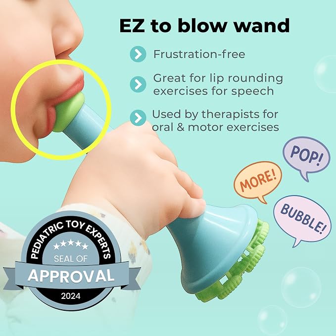 Innobaby Spike Mess Free Botanical Bubbles w/ 2 EZ Blow Wands & Trays -Aqua