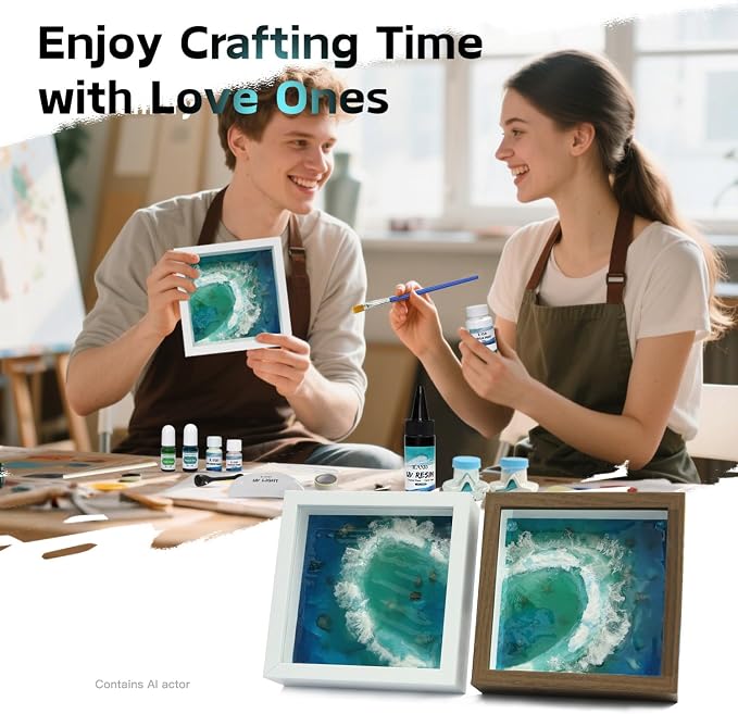 iLAND Crafts for Adults Zen Ocean Resin Art Kit, Creative Teen Crafts Resin Kit for Beginners, Crafting Hobbies for Women, DIY Sea Art Projects for Adults, Unique Beach Themed Gifts for Crafty Crafter