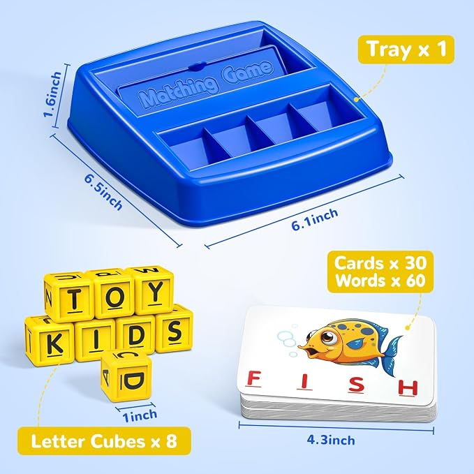 NARRIO Matching Letter Game, Educational Toys for 3 4 5 Year Old Boy, Spelling Word Games for Kids Ages 4-6 8, Board Games Puzzles for Toddlers Preschool Learning Activity