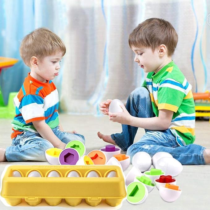 JUNBESTN Easter Matching Eggs Connect Eggs Parlour Games Toys Gifts for 2 3 Years Old Kids Toddler Baby Girls Boys Shape Color