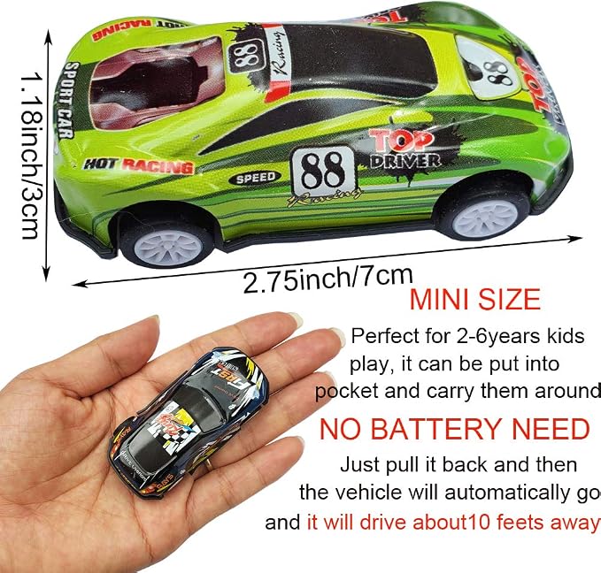 18Pcs Metal Pull Back Racing Car Toy Die Cast Race Cars Vehicles Friction Powered Toddler Boy Toys 2.7 Inch