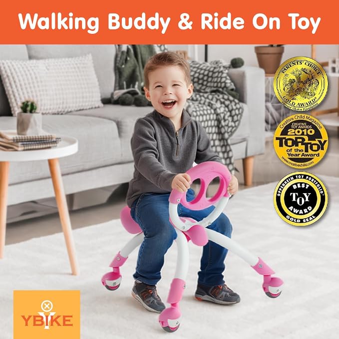 YBIKE Pewi Walking Ride On Toy - From Baby Walker to Toddler Ride On for Ages 9 Months to 3 Years Old