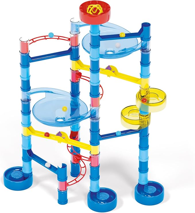 Quercetti Migoga Marble Run Ocean - Set Includes 93 Pieces to Build Tracks, 12 Colored Marbles and Multi-Start for Simultaneous Launches - STEM Toy for Educational Play, for Kids Ages 5 Years +