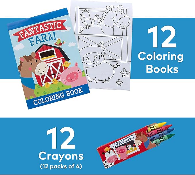 Fun Express Farm Coloring Book with Crayons - Stationery - 12 Sets