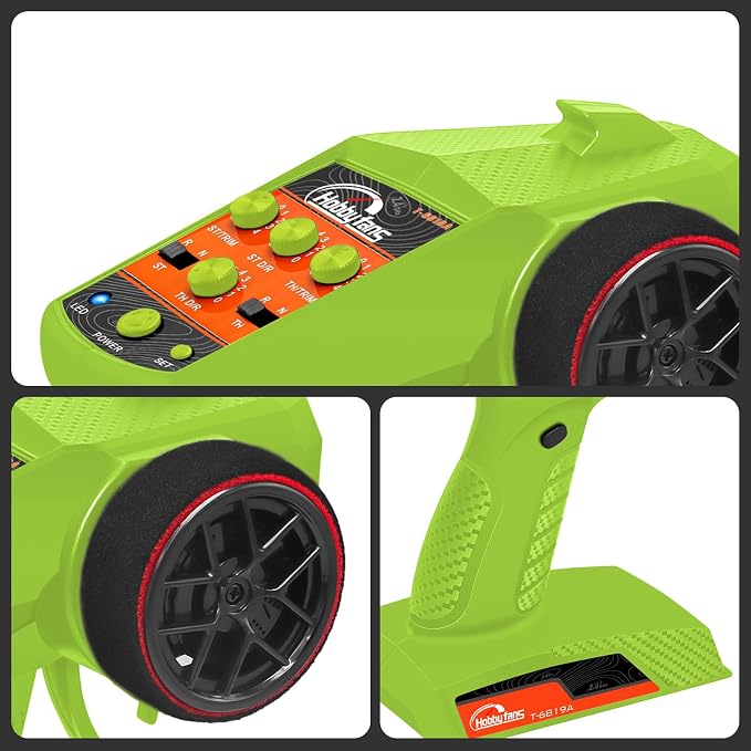 RC Radio System 4CH 2.4G RC Transmitter with Receiver and Lanyard Anti-Jamming Remote Controller for RC Car Crawler Boat, Green