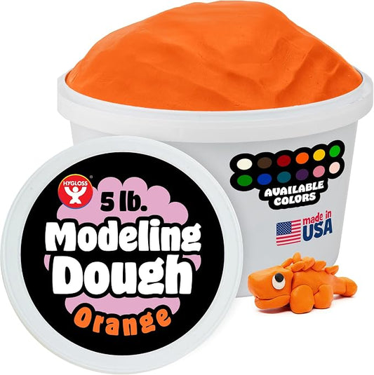 Hygloss Play Modeling Dough for Kids – Safe & Non-Toxic Sensory Dough for Arts and Crafts – 5 lb Tub – Play Clay for Toddler Activities, Preschool Classroom Must-Haves – Orange Color, Unscented