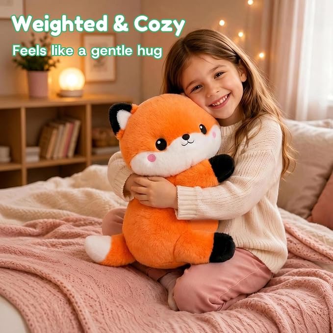 Fox Weighted Stuffed Animal, Soft Plush Toy Gift (24.8 Inch, 3.6 Lbs)