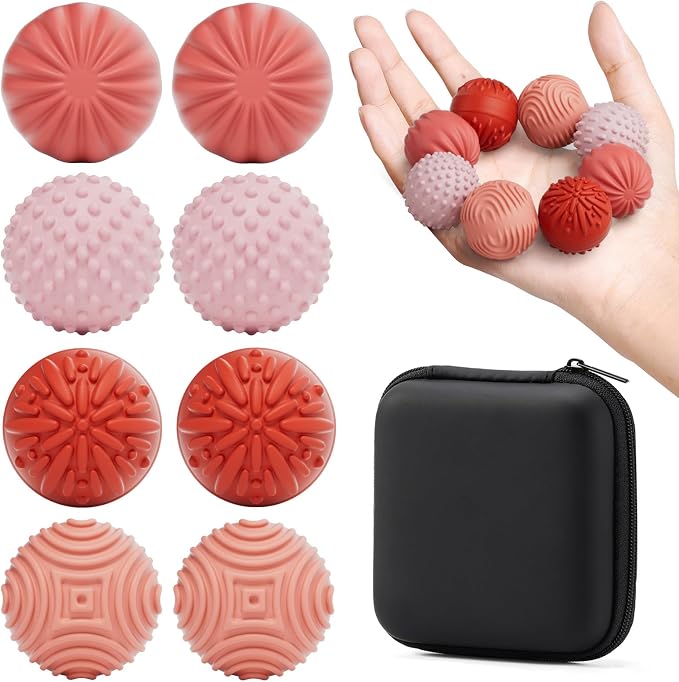 luckdoor Silicone Magnetic Balls Fidget Toys for Adults & Teens,8PCS Stress Relief Sensory Toys for Autism ADHD Anxiety,Fun Textures Gadgets,Office Desk Toy,Stocking Stuffers for Men Women Teen Gifts