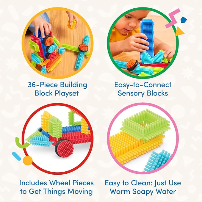 Battat – Bristle Blocks – STEM Interlocking Building Blocks – 36 Pieces Playset – Developmental Toys for Toddlers & Kid – Basic Builder Box – 2+ Years