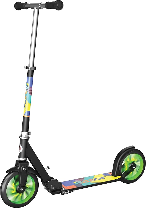 Razor A5 Lux Kick Scooter for Kids Ages 8+ - 8" Urethane Wheels, Aluminum Frame, Anodized Finish Featuring Bold Colors and Graphics, for Riders up to 220 lbs