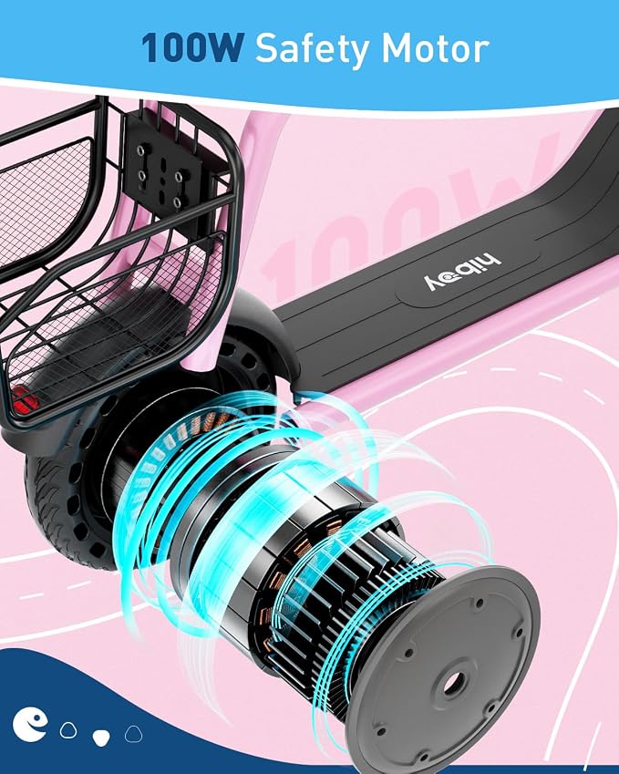 Hiboy Q2 Lite Electric Scooter for Kids with Seat for Ages 4-10, 5-Mile Range, 3-Speed Adjustable up to 9.3 MPH, Front Brake, LED Neon Lights