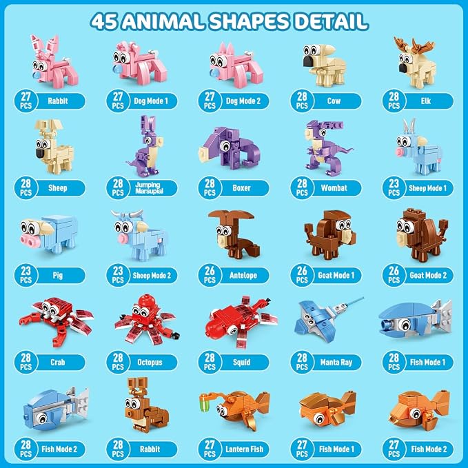 INSOON 30 Packs Animal Party Favors for Kids, 810 PCS Mini Animal Building Block Toy Set for Goodie Bag Fillers Classroom Prizes Easter Birthday Children's Day for Boys Girls Student Ages 6+