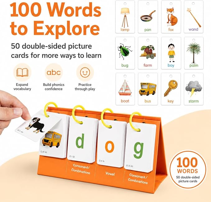 Alened Phonics Flash Cards Sentence Building for Kids, Learn to Read Sight Words Phonics Flashcads, Special Education Homeschool Classroom Supplies
