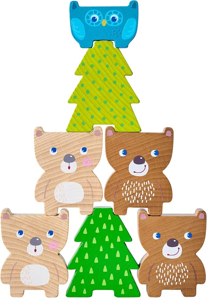 HABA Forest Friends Wooden Stacking Toy – Montessori Sorting Game & Shape Sorter for Toddlers – Educational Wooden Blocks for Preschool Learning – Stacking Toys for Toddlers 2+, Made in Germany