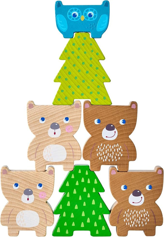 HABA Forest Friends Wooden Stacking Toy – Montessori Sorting Game & Shape Sorter for Toddlers – Educational Wooden Blocks for Preschool Learning – Stacking Toys for Toddlers 2+, Made in Germany