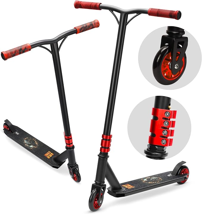 BOLDCUBE Deluxe Stunt Scooter for Boys and Girls Ages 8-12 Years | Anodized Finish | 4 Bolt Clamp | Marbled Grips | 7+ yrs