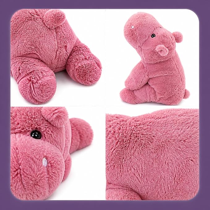 OSOCU® Microwavable & 1.8 LB Weighted Stuffed Animal - Pink Hippopotamus Heating Pad with Lavender & Tourmaline - Soothing Warm Heatable Plush Toy for Menstrual Cramps, Muscle Aches, Shoulder Tension