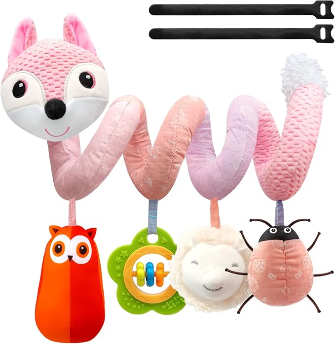MONSTIME Car Seat Toys Infant Toys 0-6 Months, Newborn Toys 0-3 Months Brain Development for Carseat Stroller Crib with Music Rattles Teether, Baby Toy for 0 3 6 9 12 Boys Girls