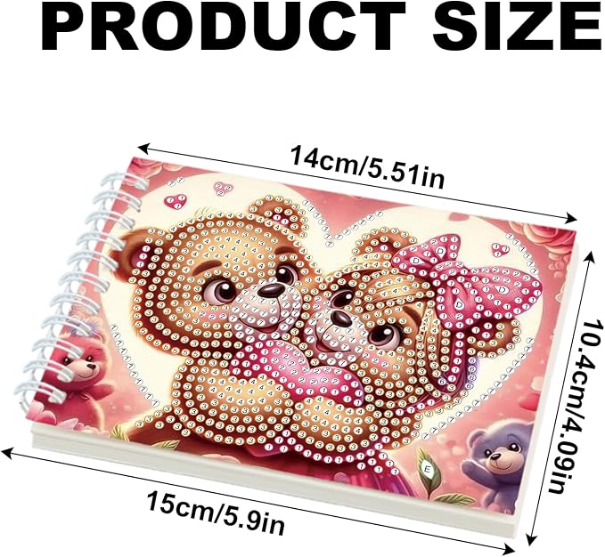 2 Pcs Bear Diamond Painting Notebook 80 Pages for Adults,Animal Diamond Art Journal and DIY Sketchbook, Diamonds Art Kit Supplies,Gift for Beginners, Craft Lovers, Artists. (Bear)