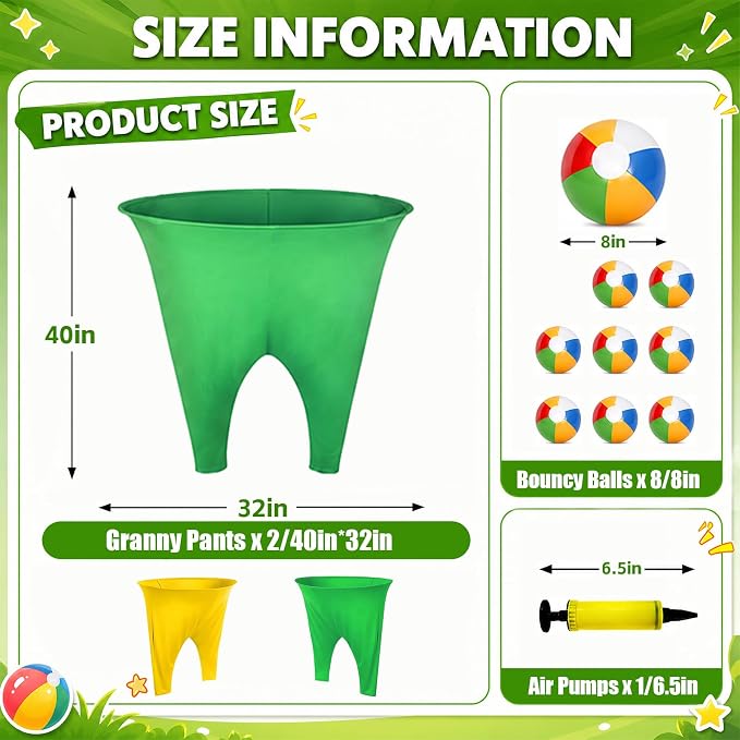 Granny Pants Yard Game, Granny Pants Outdoor Party Game Granny Pants Outdoor Game with Bouncy Balls and Pump Fun Family Reunion & Adult Yard Games for Groups