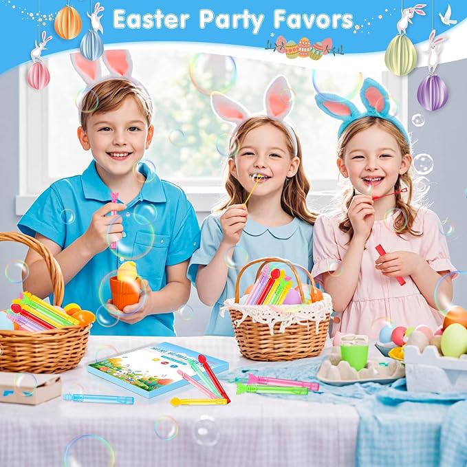 Easter Party Favors Mini Bubble Wands 30PCS Easter Egg Fillers Easter Basket Stuffers Kids Bubbles Bulk for Classroom Exchange Prizes Goodie Bag Stuffers Outdoor Easter Toys Student Gifts for Girl Boy