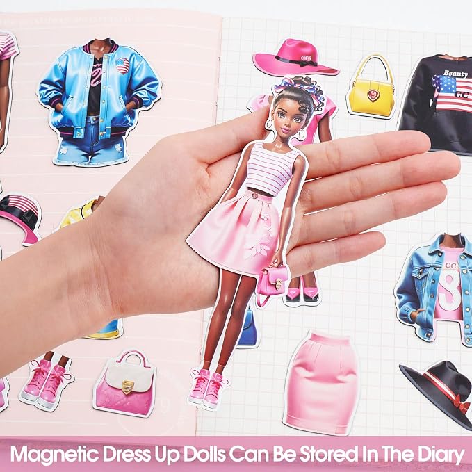 PainZieteg Magnetic Dress Up Dolls, Magnetic Princess Dress Up Paper Dolls, Magnetic Dress Up Dolls for Girls Ages 4-10 Learning Created Imagine Set Birthday Gift (Eva)