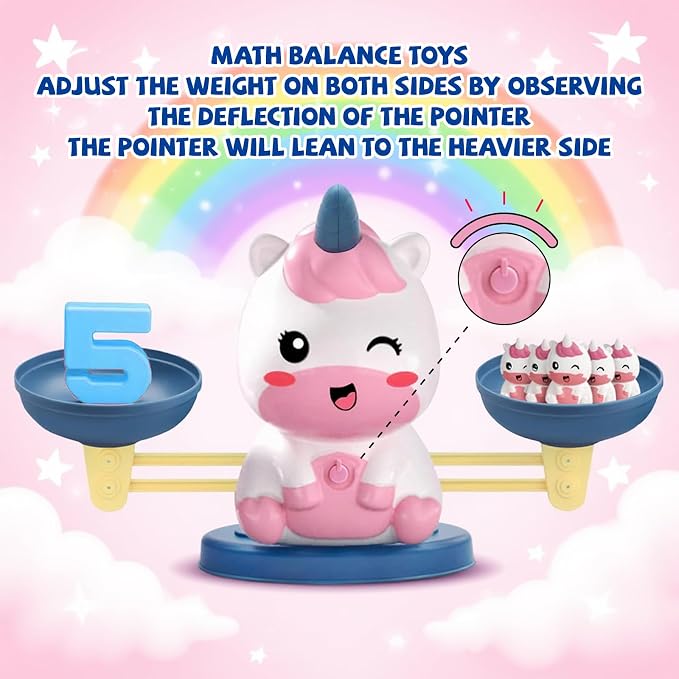 Snugzy Unicorn Balance Counting Toys, Number Counting Scale Games for Kids Cool Math Learning Games for Boys and Girls Preschool Kindergarten Learning STEM Montessori Educational Toys for 3+