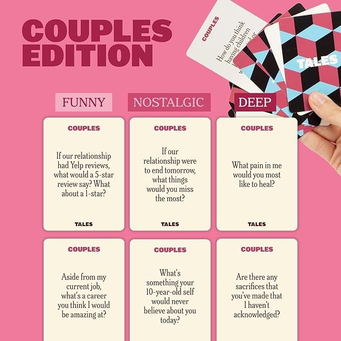 TALES 150 Conversation Starter Cards, Couples Edition, Prompts for Deeper Connection, Date Night Ideas, Anniversaries, and Quality Time Together