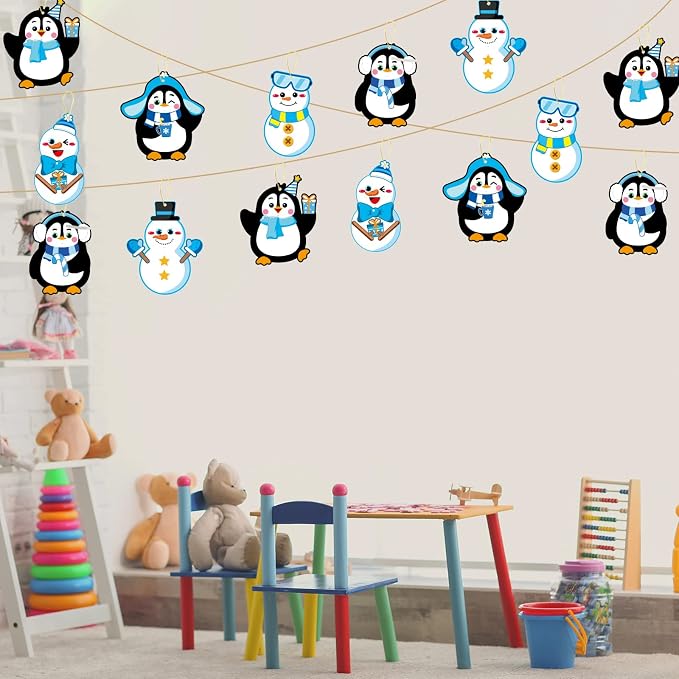 chiazllta 30 PCS Winter Christmas Craft Kits for Holiday DIY Snowman Penguin Sticker Craft Ornament Xmas Art Craft for Party Home Game Activities…