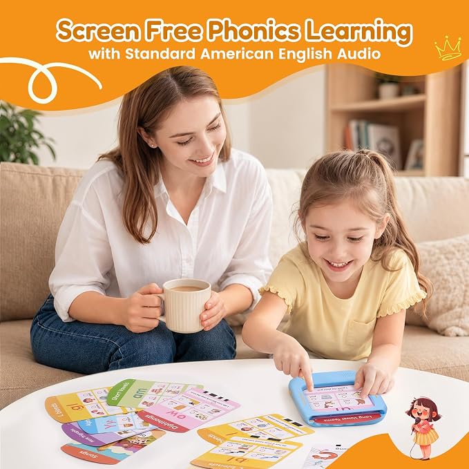 JoyCat Kids Learning Tablet, Phonics Learning Pad with 156 Pages Talking Flash Cards, 5 Level Progress Phonics Educational Toy, Learn to Read, Birthday Gift for Boys Girls Ages 3-8