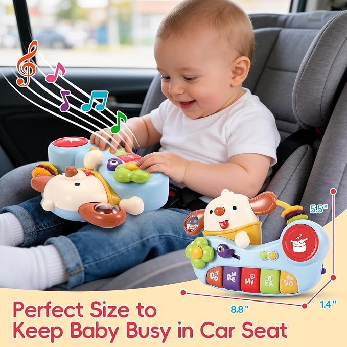 WITALENT Baby Toys, Puppy Baby Musical Piano, Toddler Montessori Toys, Infant 12-18 Months Must Have, Early Learning Educational Keyboard Piano for 1 Year Old Boys Girls Birthday