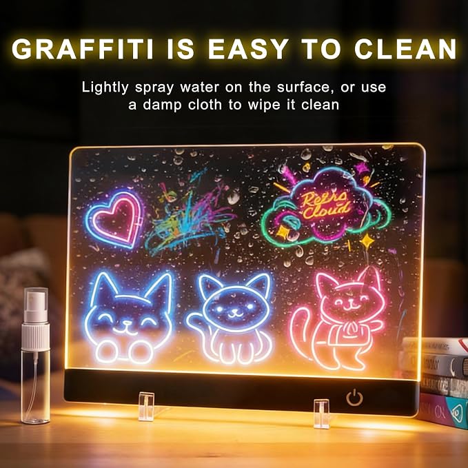 LED Drawing Board for Kids, 13.7" Light Up Doodle Board with 8 Color Modes, Thickened Scratch-Resistant Dry Erase Note Board, USB Powered Glow Art Pad, Complete Art Set, Birthday Gifts for Boys Girls