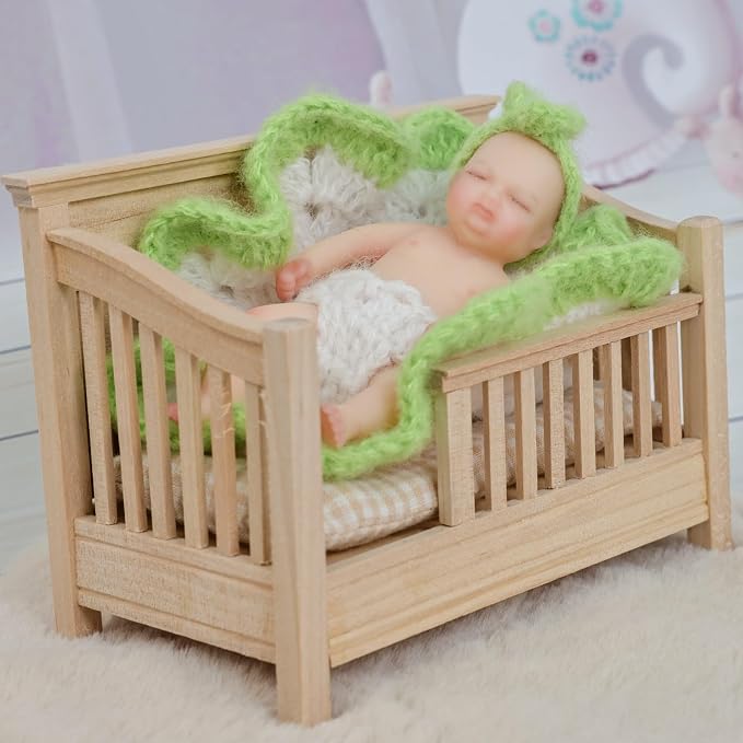 4inch Mini Platinum Silicone Reborn Baby Doll, Tiny Silicone Baby Dolls，Realistic Newborn Baby Dolls Full Body Stress Relief, Decoration, Gifts, Collectible