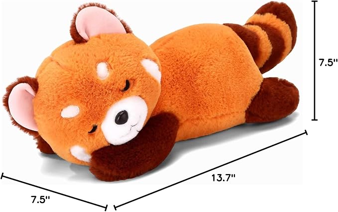 Riuhot Red Panda Stuffed Animal Pillow - Cute Plush Toy Plushie Christmas Valentine's Day Gift for Girlfriend Kids Birthday - 13.7" Panda Pillow