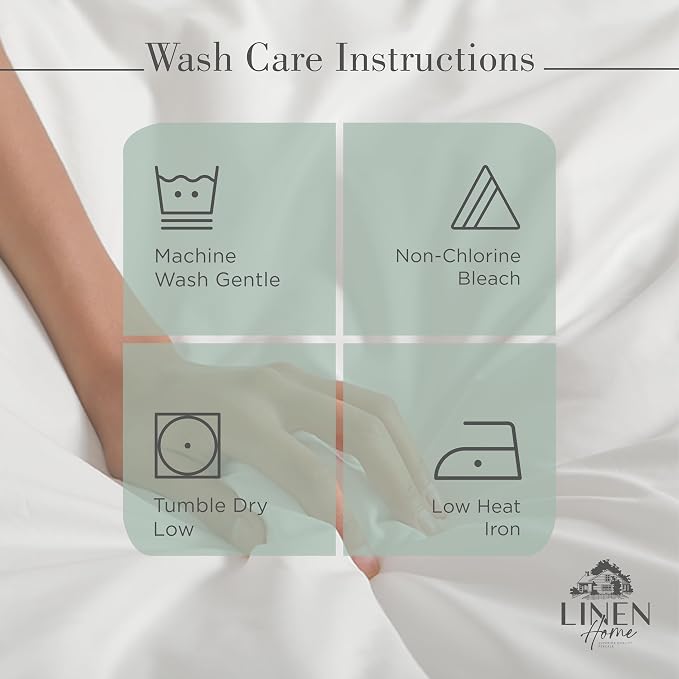 Linen Home 100% Cotton Percale Sheets Queen Size, Frosty Green, Deep Pocket, 4 Pieces Set- 1 Flat, 1 Fitted and 2 Pillowcases, Crisp Cool and Long Staple Strong Bed Linen